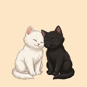 Ilustração de dois gatinhos aconchegados, representando o serviço de consultoria comportamental da Fefelina